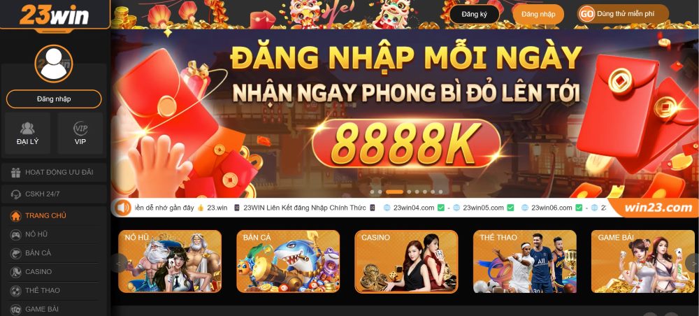 Giao diện website 23win